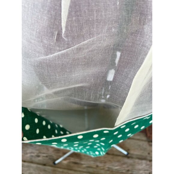 Vintage 1950s Half Apron Organdy Linen Gree Polka dot Original tags - Picture 4 of 11
